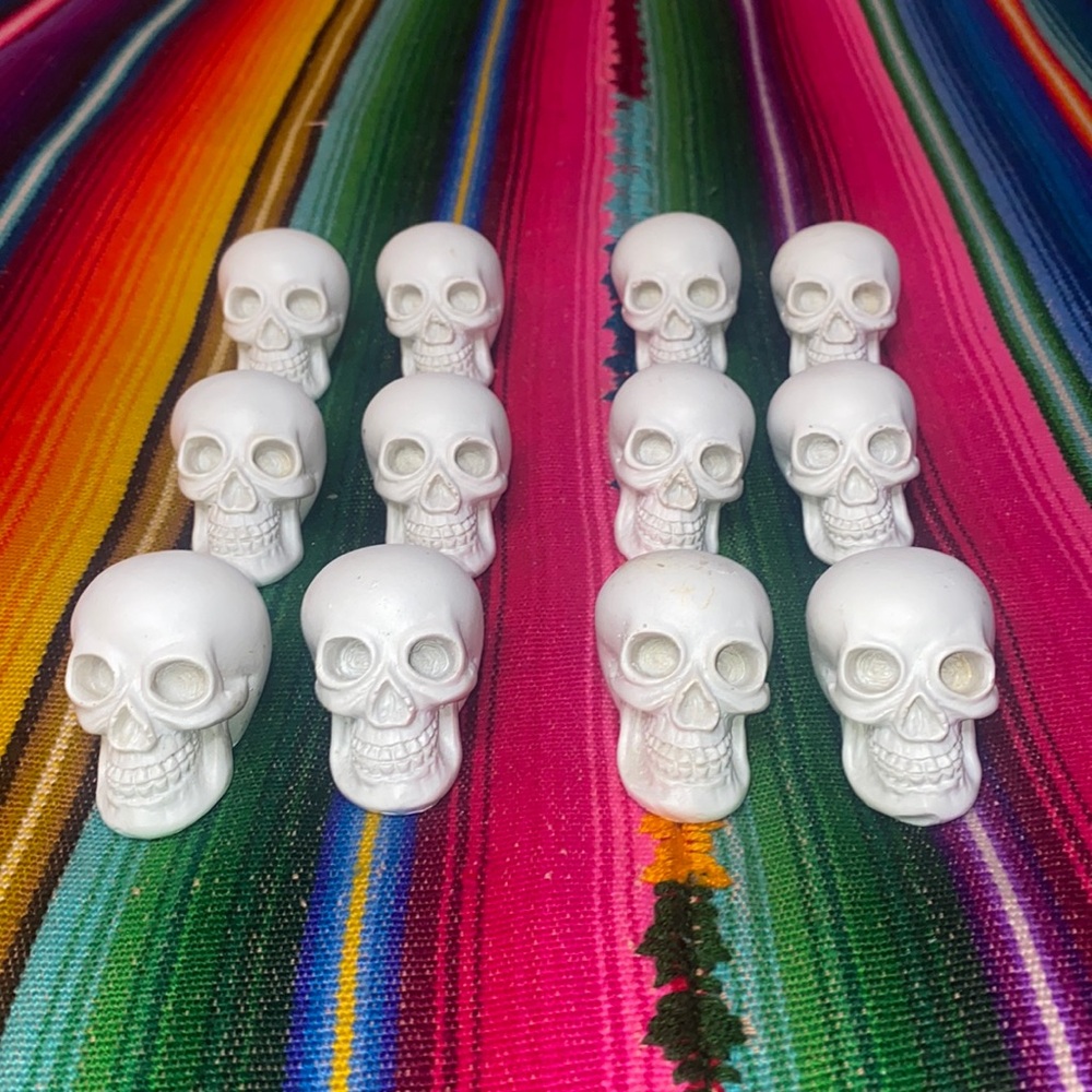 Lot Of 12 Skeleton Skull Head Resin 2.5 Inches